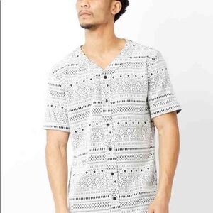 KNT1029-BONE TRIBAL BASEBALL SHIRT